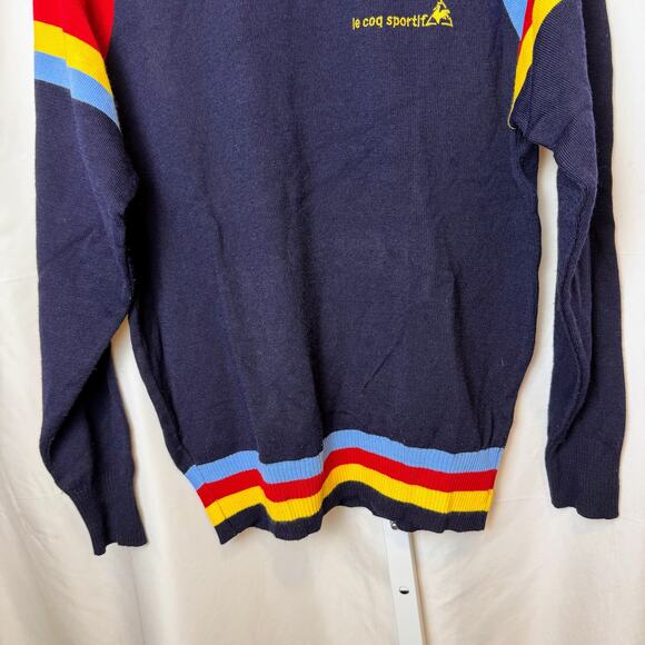 VTG Le Coq Sportif Colorblock Crewneck Sweater Made in UK 40” US M Retro Stripe - Picture 4 of 7